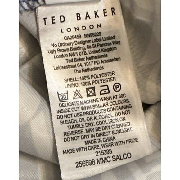 Ted Baker Mens Swim Shorts Size 5 (L) Blue Floral Print Mesh Lined Drawstring - Picture 9 of 9